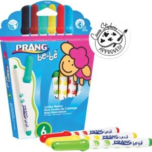 Prang be-be Jumbo Art Markers, Washable, Assorted Colors, 6 Pack